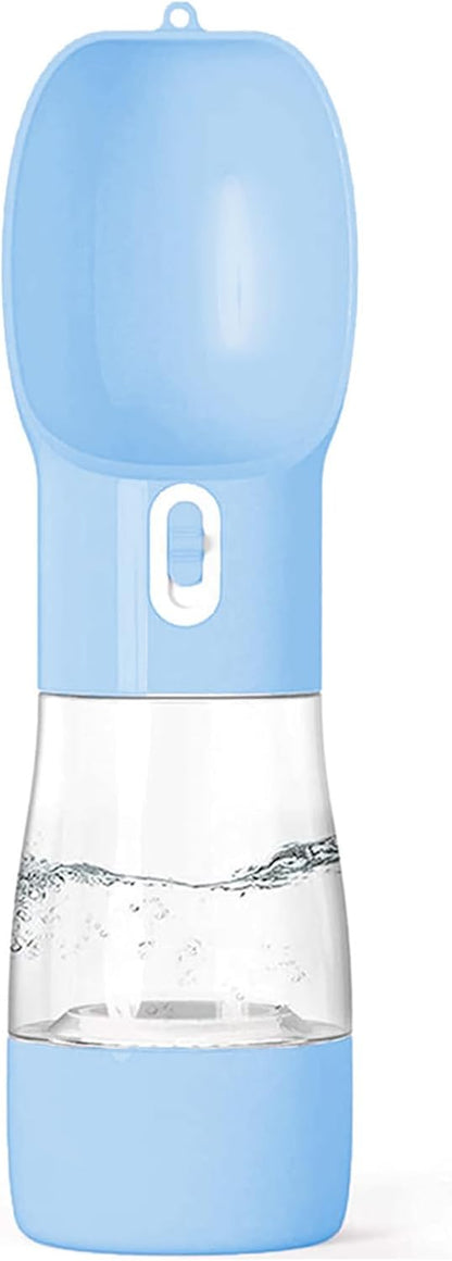 Portable Dog Water Bottle - Multifunctional Outdoor Pet Dispenser for Walking Traveling Hiking Dog&Cat Drinking Bottle and Dish Bowl -Blue